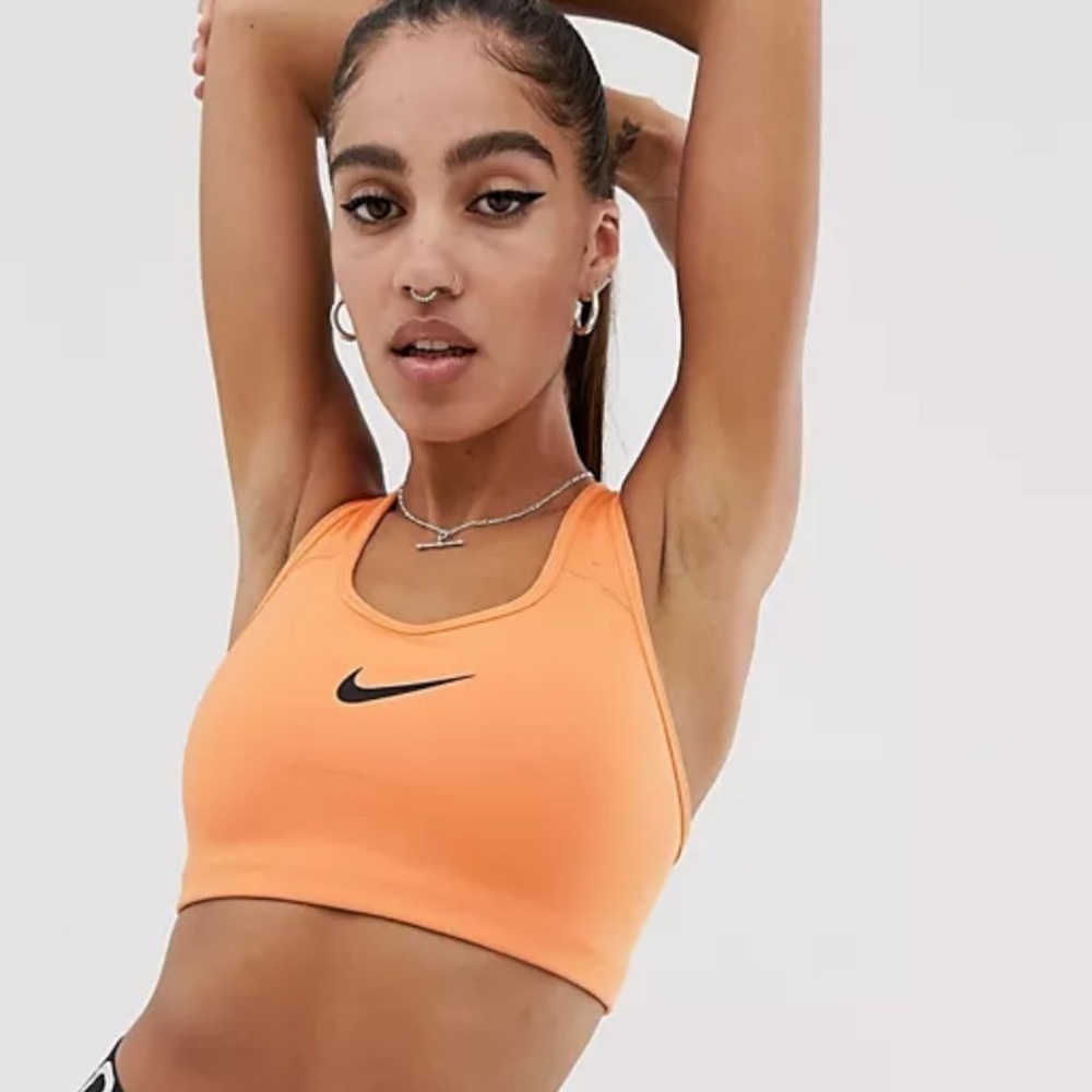 Nike Dri Fit Orange and Purple Swoosh Sports Bra